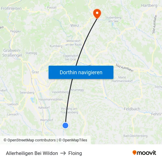 Allerheiligen Bei Wildon to Floing map