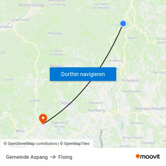 Gemeinde Aspang to Floing map