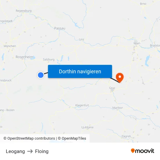 Leogang to Floing map