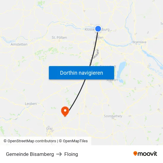 Gemeinde Bisamberg to Floing map