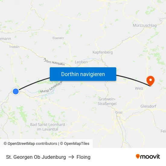 St. Georgen Ob Judenburg to Floing map