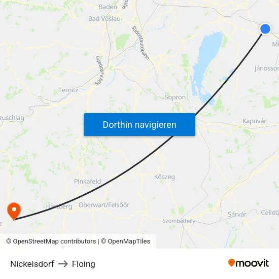 Nickelsdorf to Floing map
