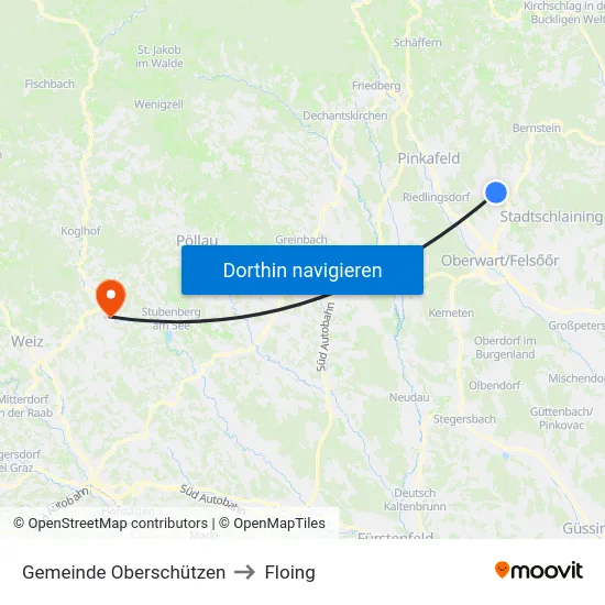 Gemeinde Oberschützen to Floing map