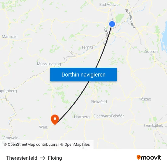 Theresienfeld to Floing map