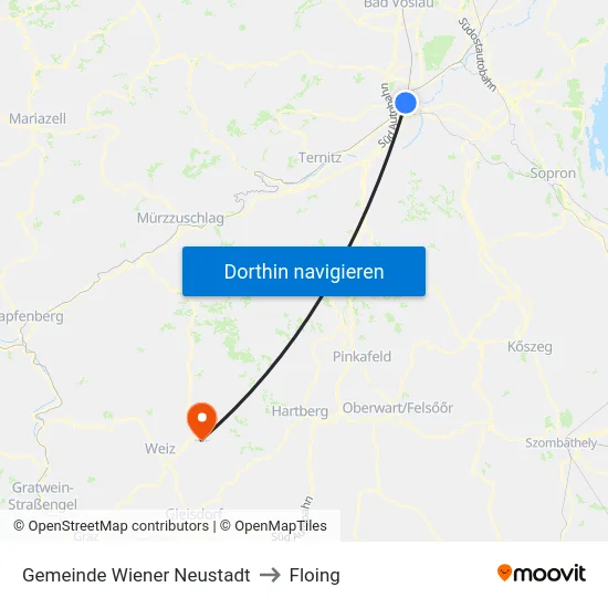Gemeinde Wiener Neustadt to Floing map