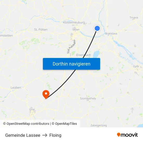 Gemeinde Lassee to Floing map