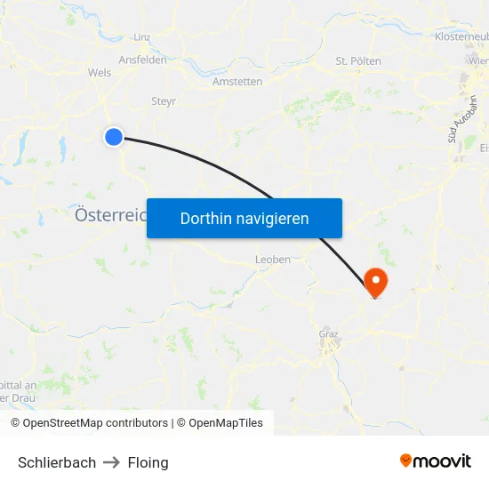 Schlierbach to Floing map