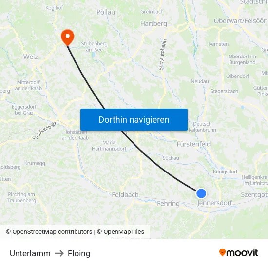 Unterlamm to Floing map