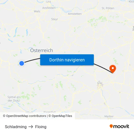 Schladming to Floing map