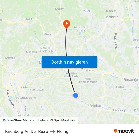 Kirchberg An Der Raab to Floing map