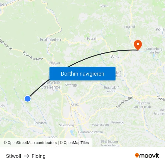 Stiwoll to Floing map