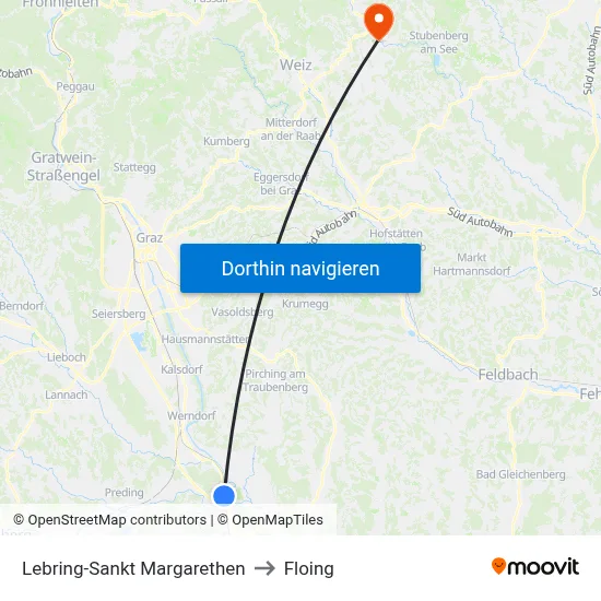 Lebring-Sankt Margarethen to Floing map