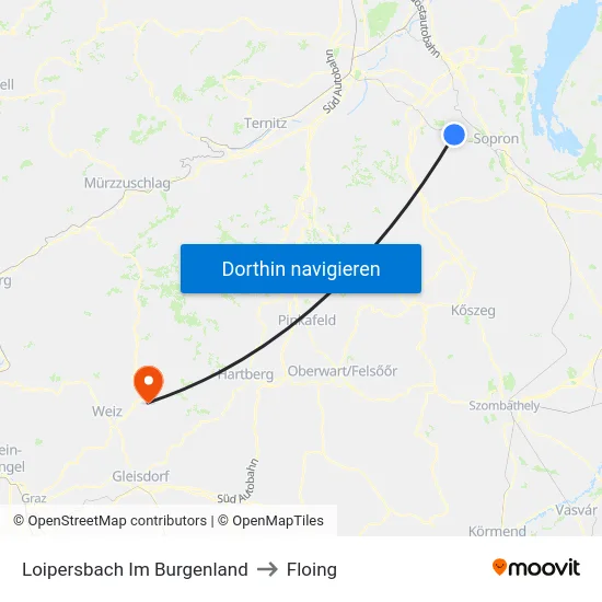 Loipersbach Im Burgenland to Floing map