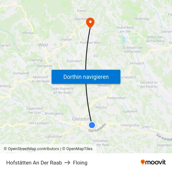 Hofstätten An Der Raab to Floing map