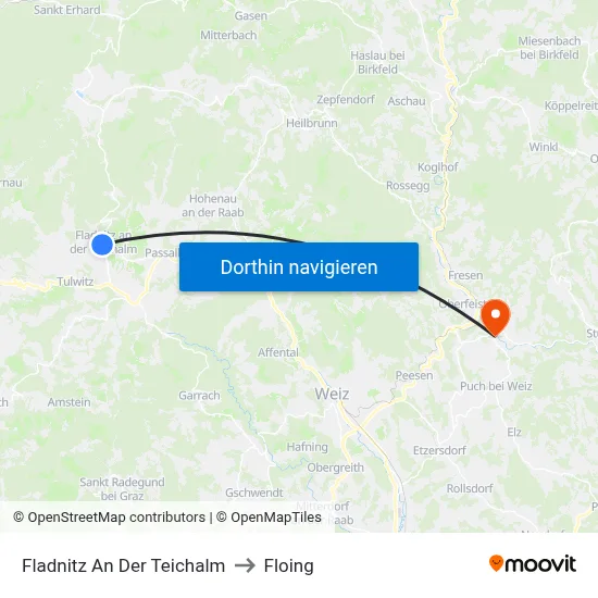 Fladnitz An Der Teichalm to Floing map