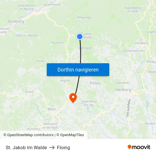 St. Jakob Im Walde to Floing map