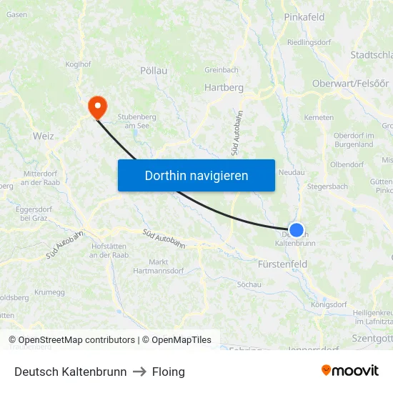 Deutsch Kaltenbrunn to Floing map