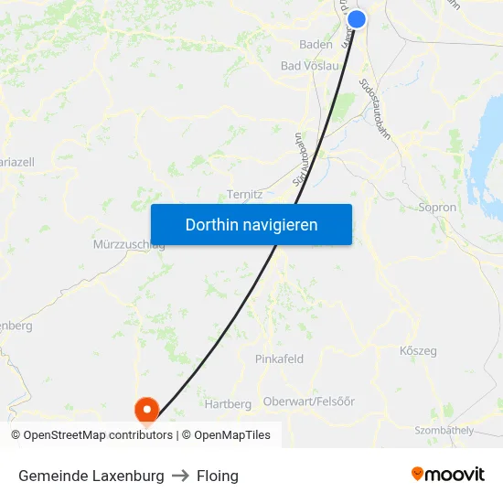 Gemeinde Laxenburg to Floing map