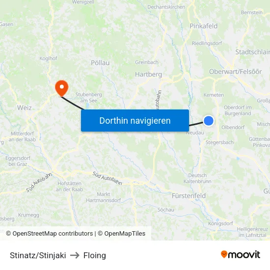 Stinatz/Stinjaki to Floing map