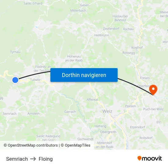 Semriach to Floing map