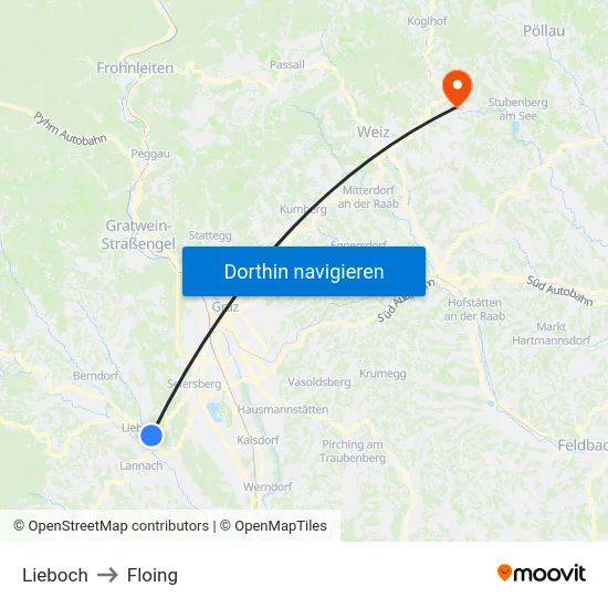 Lieboch to Floing map