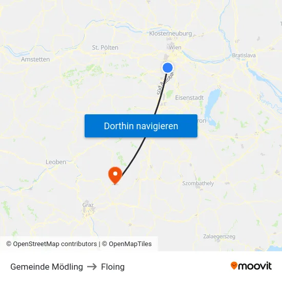 Gemeinde Mödling to Floing map