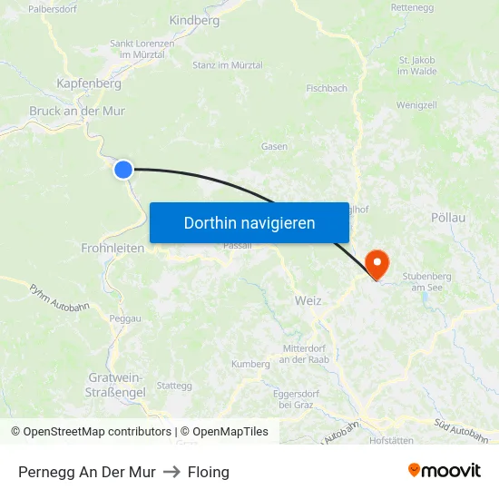 Pernegg An Der Mur to Floing map