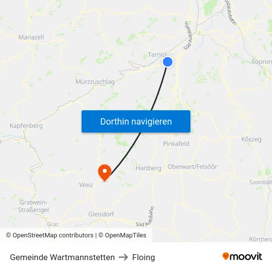 Gemeinde Wartmannstetten to Floing map