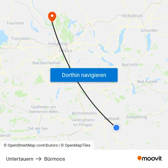 Untertauern to Bürmoos map