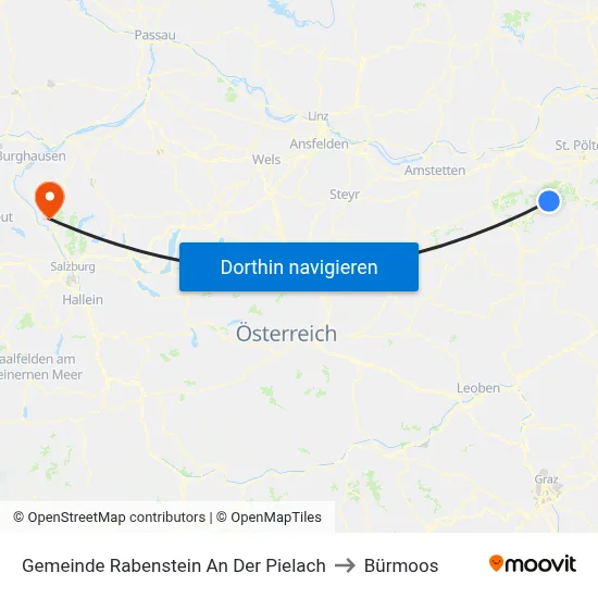 Gemeinde Rabenstein An Der Pielach to Bürmoos map