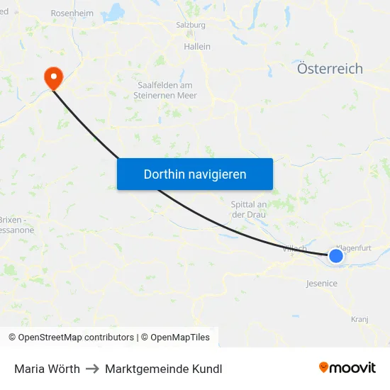 Maria Wörth to Marktgemeinde Kundl map