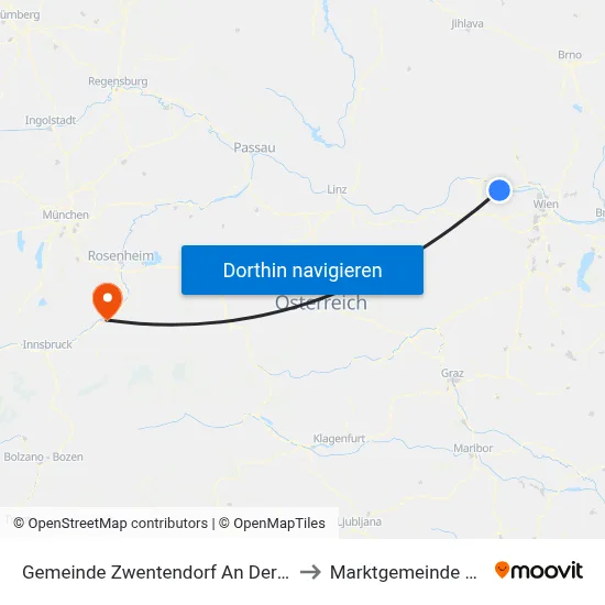 Gemeinde Zwentendorf An Der Donau to Marktgemeinde Kundl map