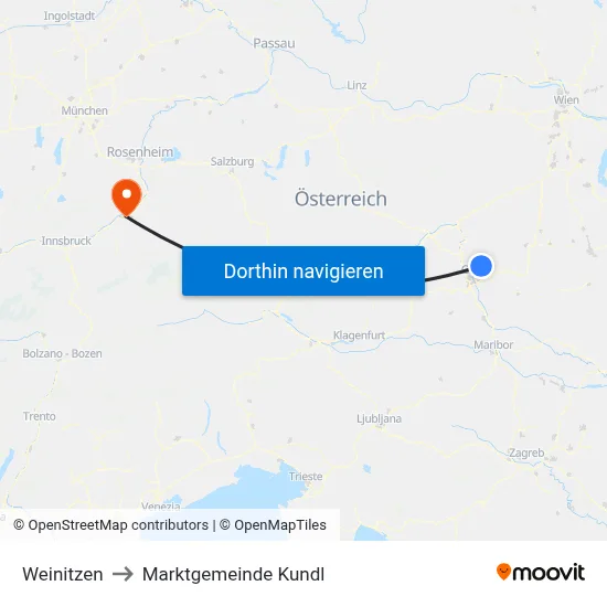 Weinitzen to Marktgemeinde Kundl map