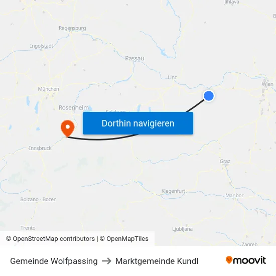 Gemeinde Wolfpassing to Marktgemeinde Kundl map