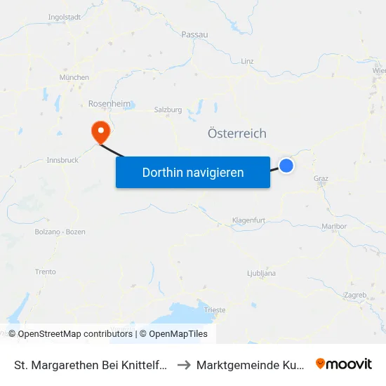 St. Margarethen Bei Knittelfeld to Marktgemeinde Kundl map