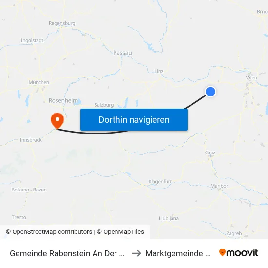Gemeinde Rabenstein An Der Pielach to Marktgemeinde Kundl map