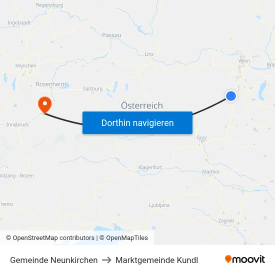Gemeinde Neunkirchen to Marktgemeinde Kundl map