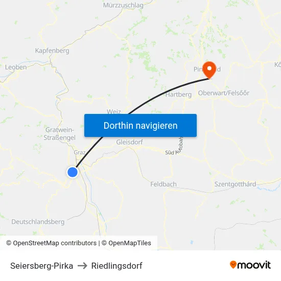 Seiersberg-Pirka to Riedlingsdorf map