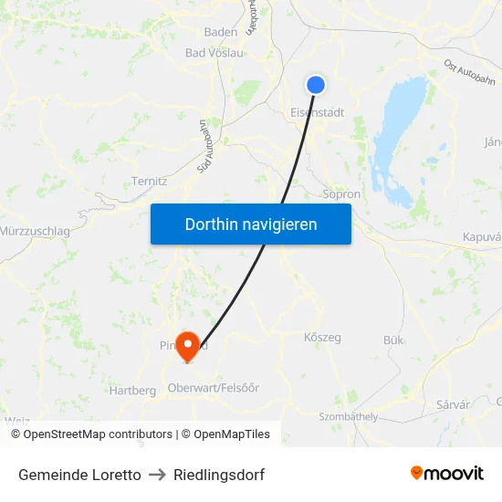 Gemeinde Loretto to Riedlingsdorf map