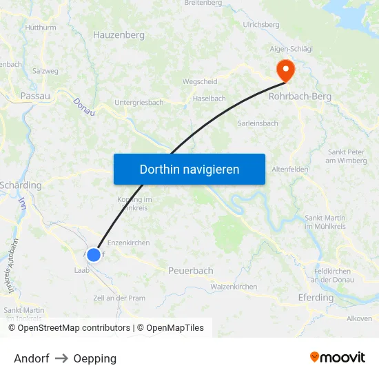 Andorf to Oepping map