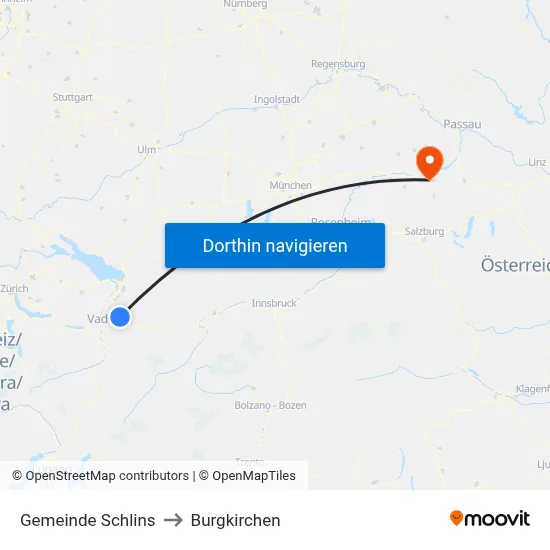 Gemeinde Schlins to Burgkirchen map