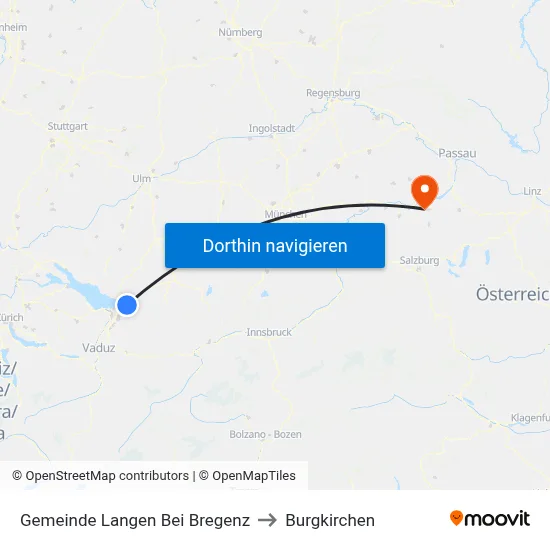 Gemeinde Langen Bei Bregenz to Burgkirchen map