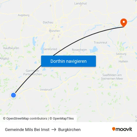 Gemeinde Mils Bei Imst to Burgkirchen map