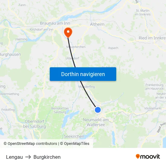 Lengau to Burgkirchen map