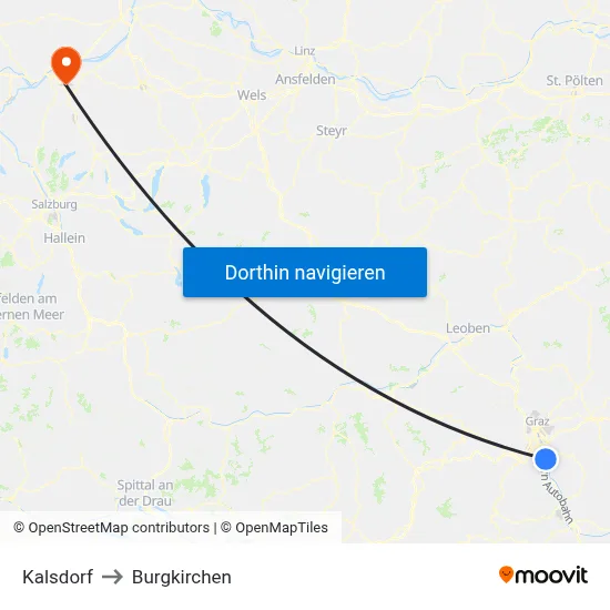 Kalsdorf to Burgkirchen map