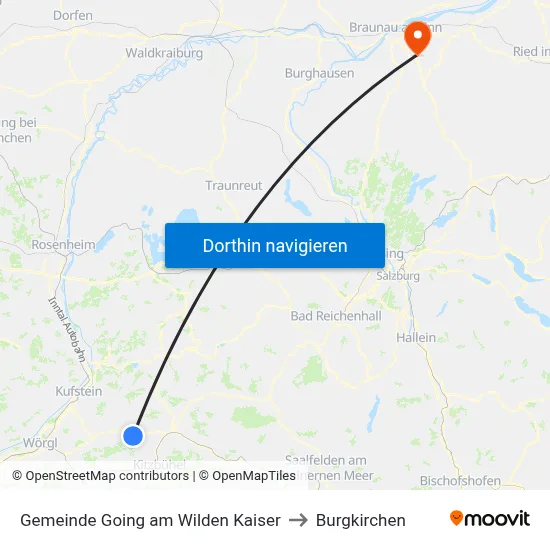 Gemeinde Going am Wilden Kaiser to Burgkirchen map