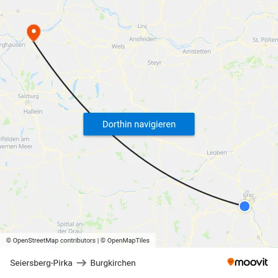 Seiersberg-Pirka to Burgkirchen map