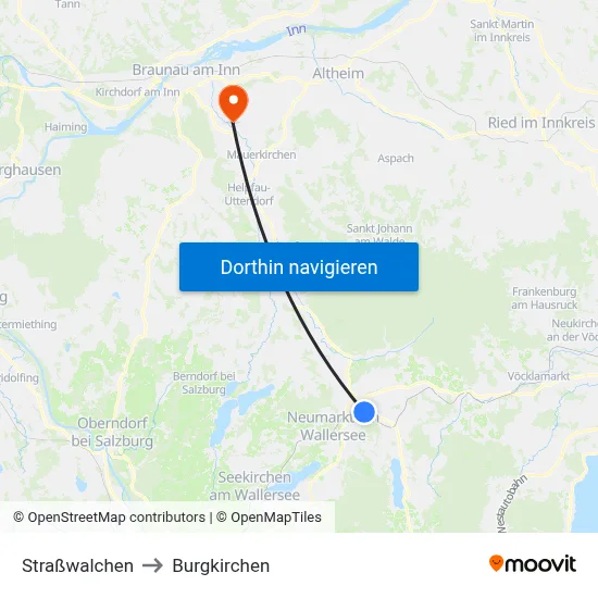 Straßwalchen to Burgkirchen map
