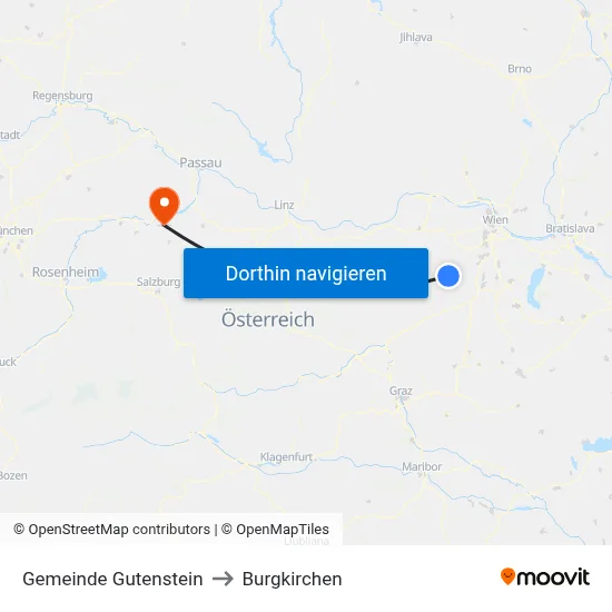 Gemeinde Gutenstein to Burgkirchen map