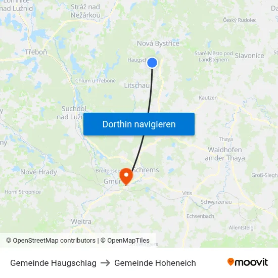 Gemeinde Haugschlag to Gemeinde Hoheneich map